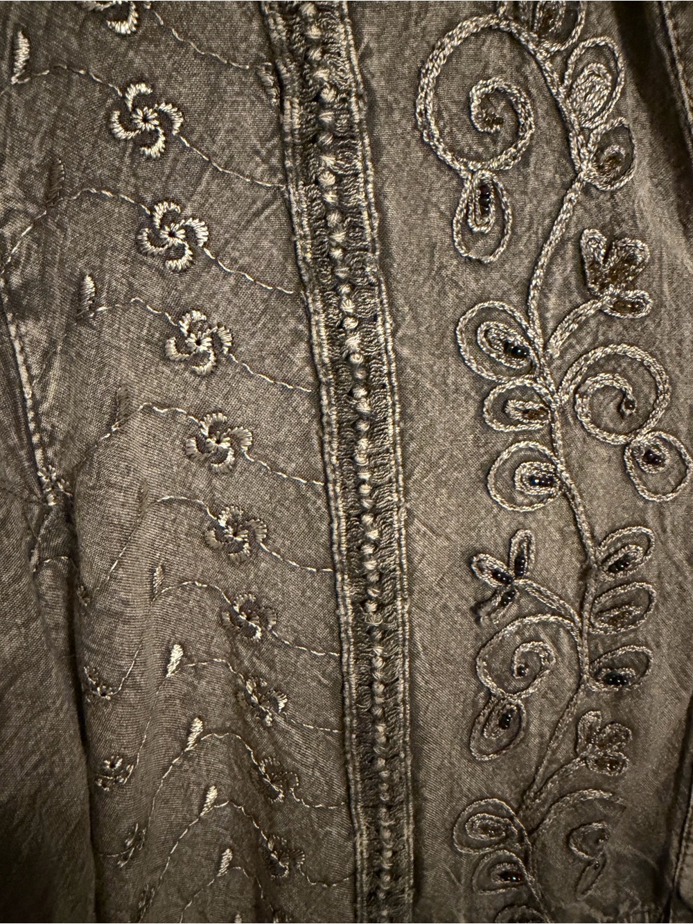 Young Threads Olive 3/4 Sleeve Embroidered Dress, Size Medium. New With Tags. - Picture 8 of 16